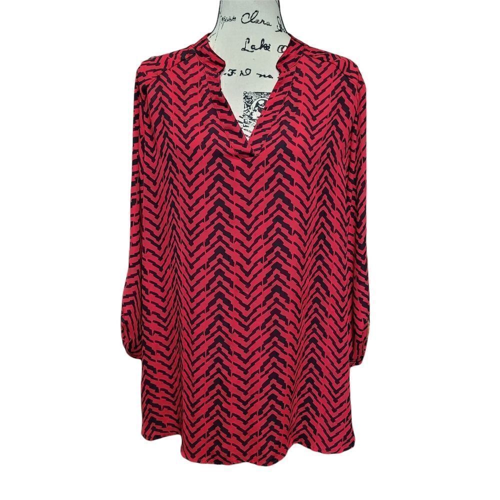 Cato red and ack chevron blouse